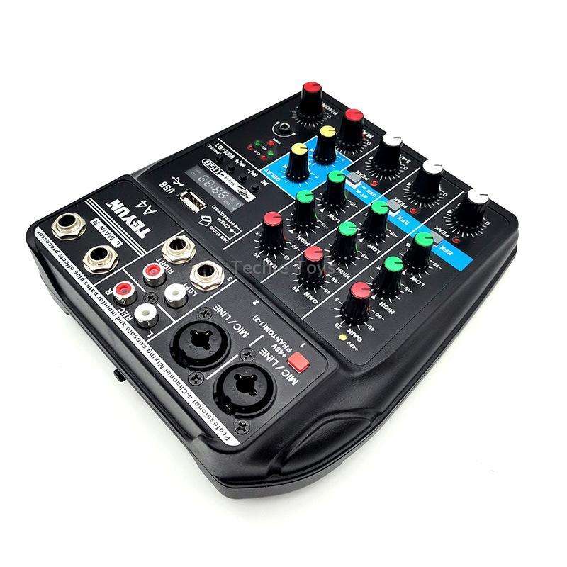 TEYUN A4 4-way Small Microphone Digital Mixer Live Recording Effector(US Plug)