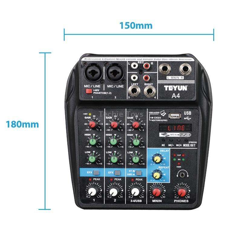 TEYUN A4 4-way Small Microphone Digital Mixer Live Recording Effector(US Plug)