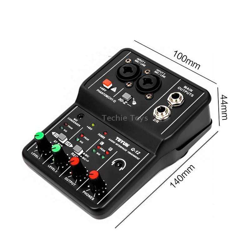 TEYUN Q-12 Computer Recording Sound Card USB Drive-free Recording Arranger(Black)