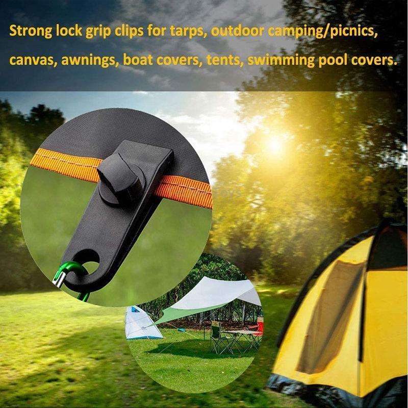 Outdoor Camping Windproof Canopy Fixed Tent Clip Rope Buckle Quick Hanging Set 10 Clips+10 Ropes