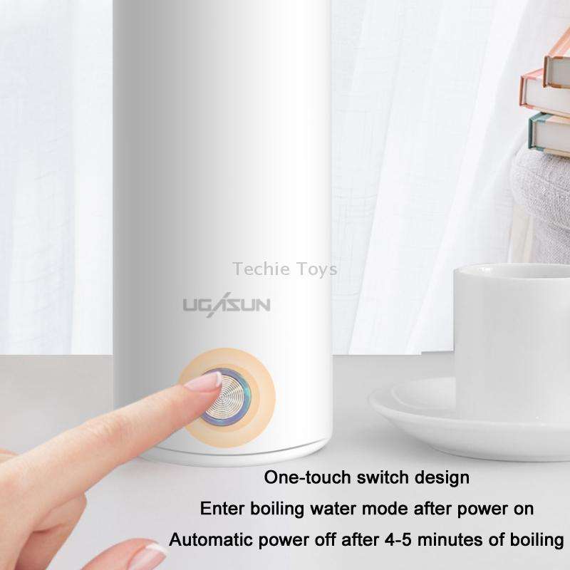 UGASUN Travel Portable Mini Electric Heated Water Cup, Color: US Plug (White)