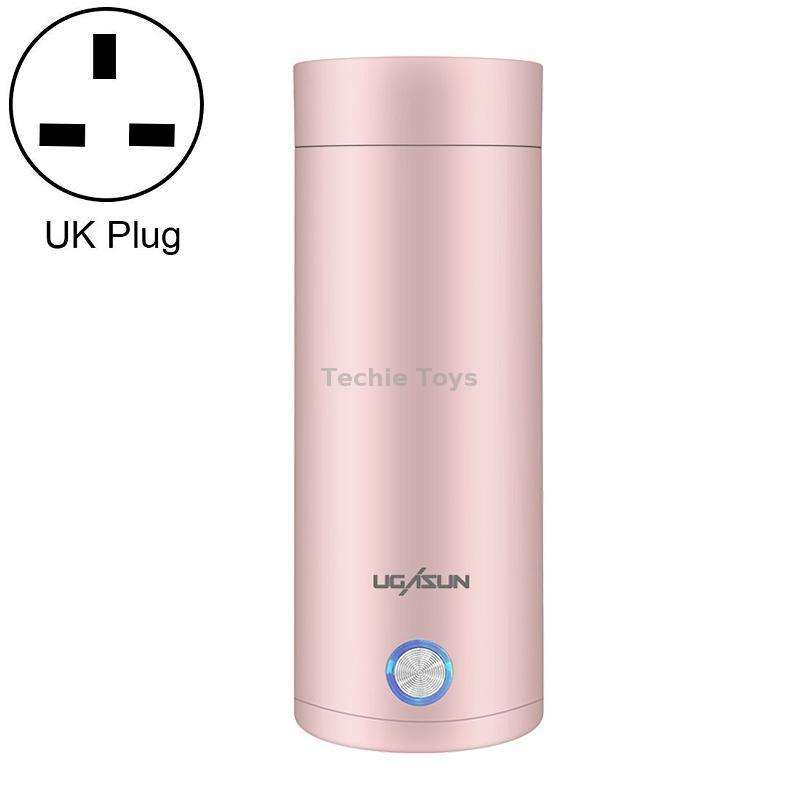 UGASUN Travel Portable Mini Electric Heated Water Cup, Color: UK Plug (Pink)