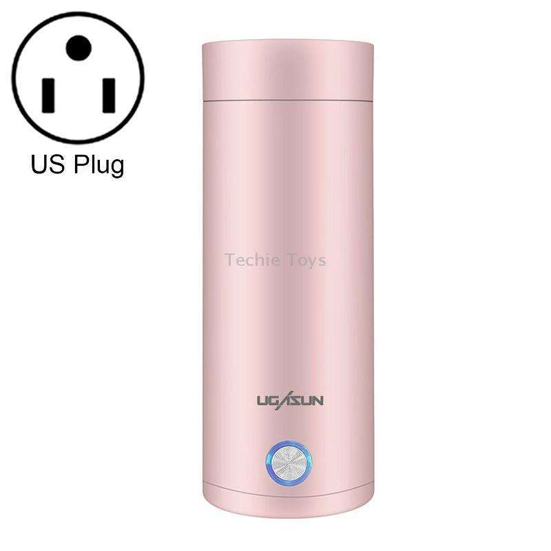 UGASUN Travel Portable Mini Electric Heated Water Cup, Color: US Plug (Pink)