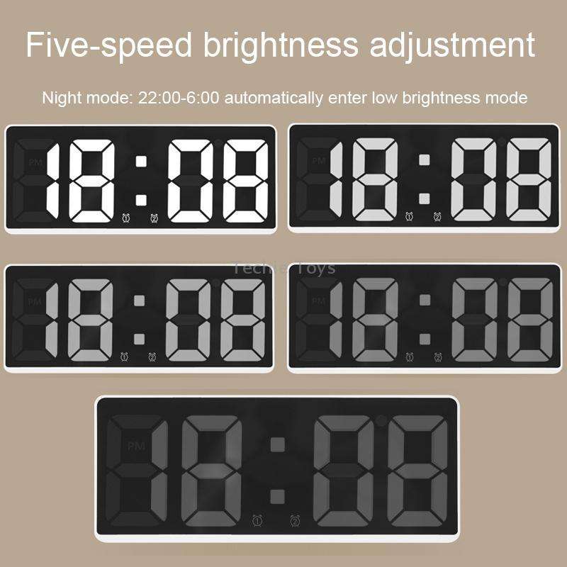 LED Bedside Alarm Clock Battery Plug-In Dual-Purpose Clock(Blue)