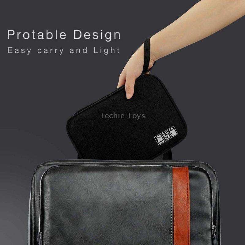 Travel Portable Strap Data Cable Storage Bag(Black)