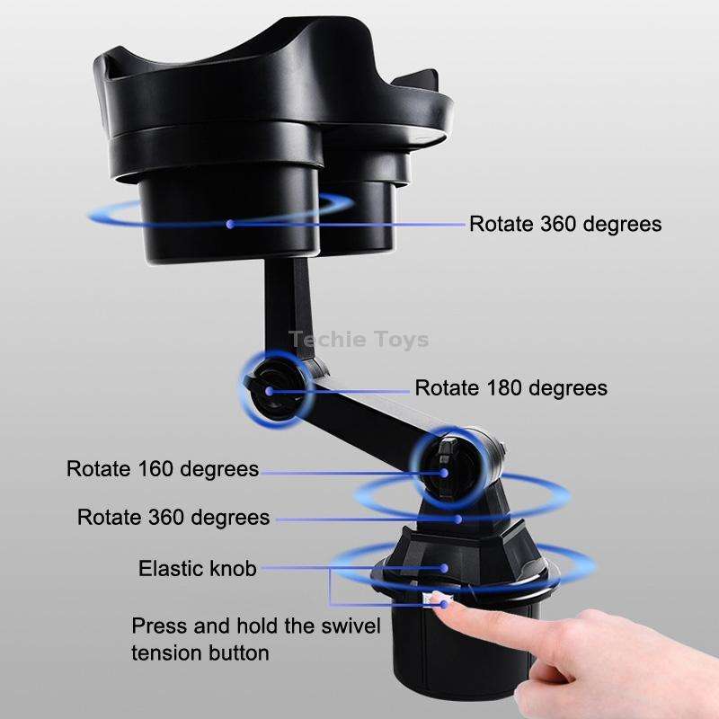 Car Water Cup Holder Dinner Plate Rack Rotatable Mobile Phone Holder(Black)
