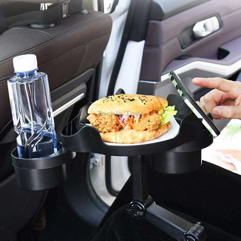 Car Water Cup Holder Dinner Plate Rack Rotatable Mobile Phone Holder(Black)
