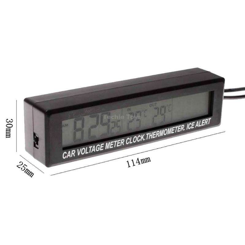 Car Inside And Outside Dual Temperature+Clock+Voltage LED Electronic Display(Orange+Blue)
