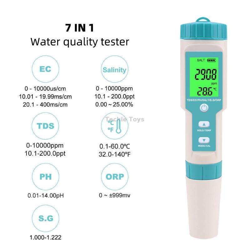 C-600A 7 In 1 Temperature/Salinity/PH/TDS/EC/ORP/SG Monitoring Pen(without Battery and Powder)