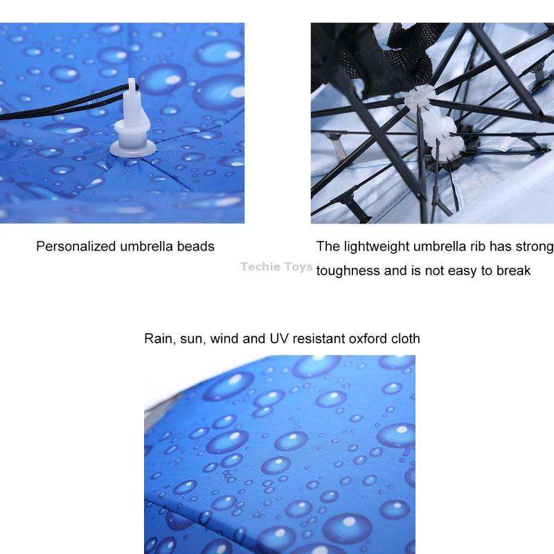 Double-layer Fishing Umbrella Hat Outdoor Sunscreen And Rainproof Folding Umbrella Hat, Color: 95 Bl