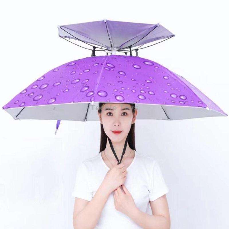 Double-layer Fishing Umbrella Hat Outdoor Sunscreen And Rainproof Folding Umbrella Hat, Color: 95 Pu
