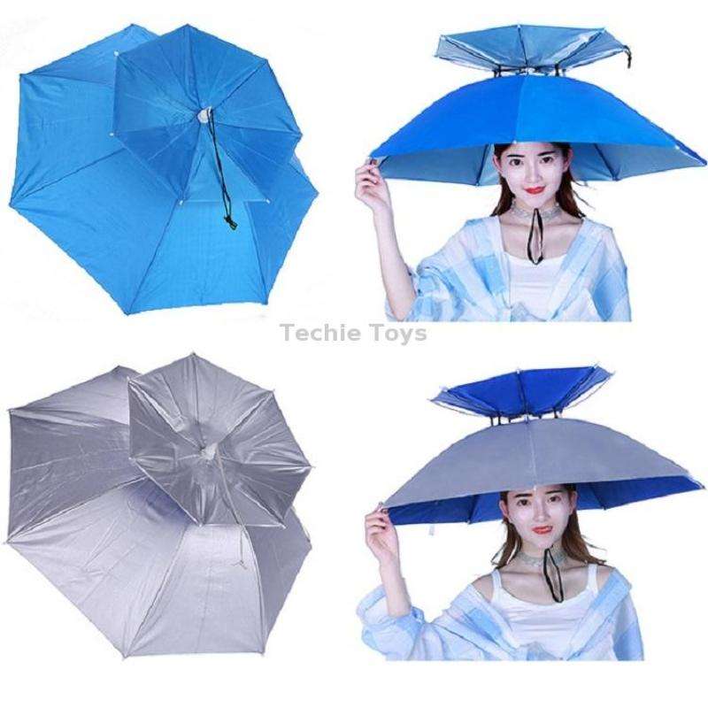 Double-layer Fishing Umbrella Hat Outdoor Sunscreen And Rainproof Folding Umbrella Hat, Color: 95 Pu