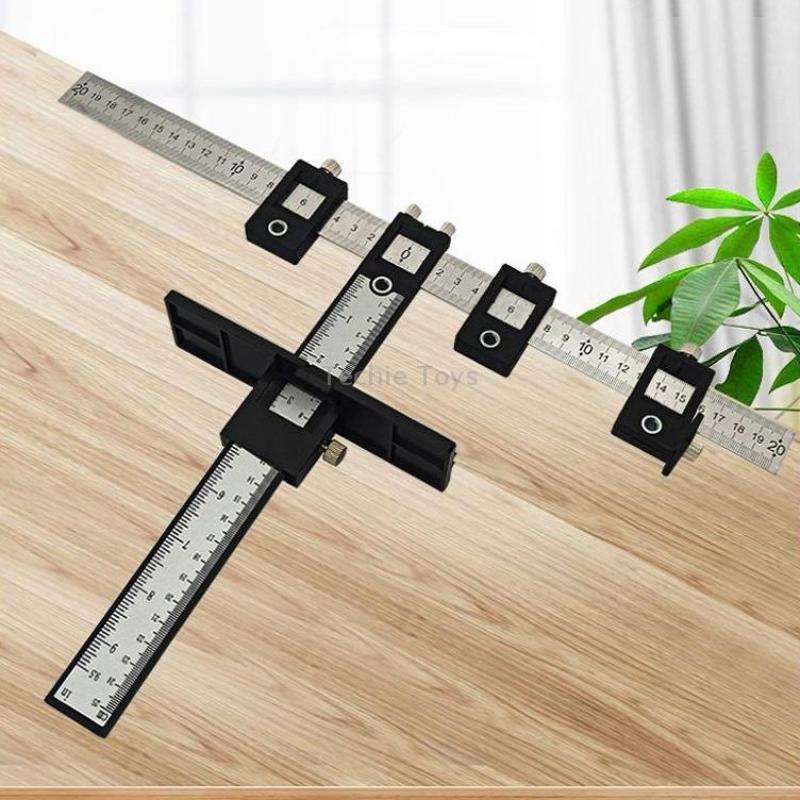 Woodworking Aid Tool Handle Punch Locator Cabinet Door Hole Opener Black HD Set