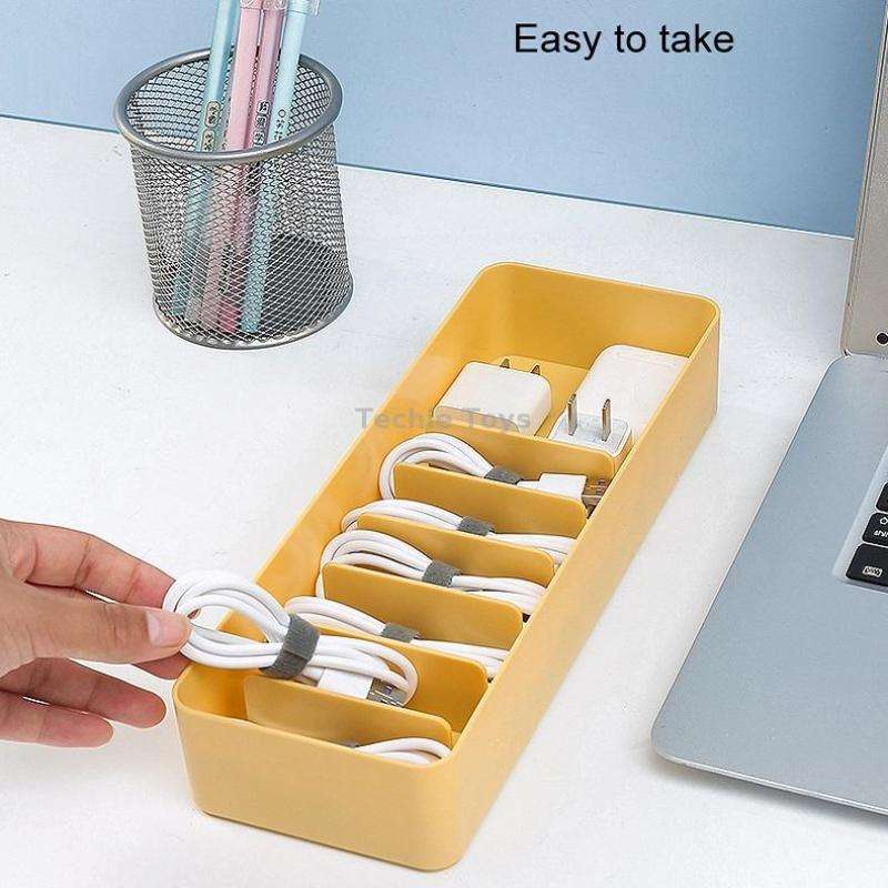 Desktop Data Cable Storage Box Dust-proof Line Box Single-layer(Yellow)