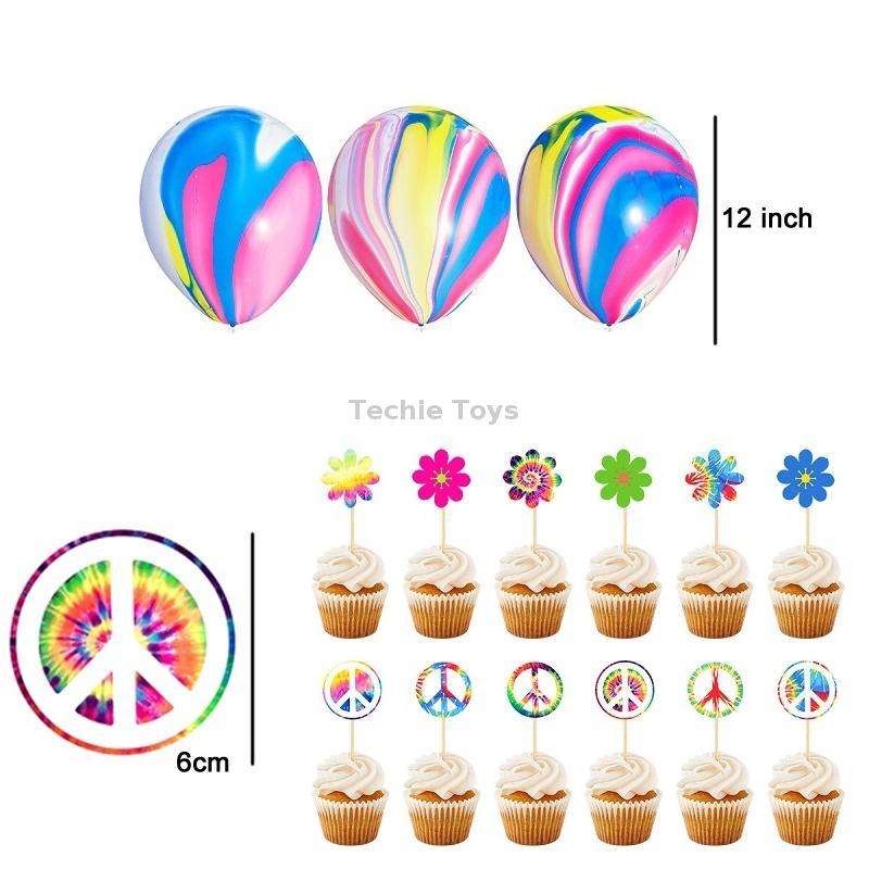Tie Dye Spiral Themed Kindergarten Birthday Party Decoration Set