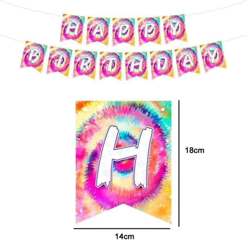 Tie Dye Spiral Themed Kindergarten Birthday Party Decoration Set