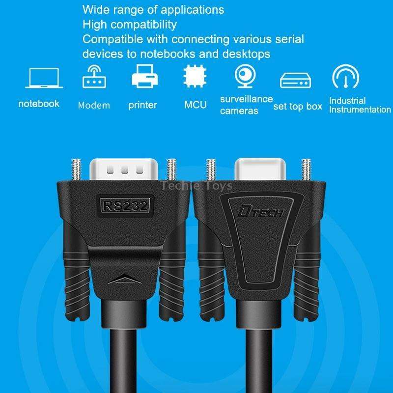 DTECH RS232 Serial Direct Line DB9 Extension Line Male to Female 5m