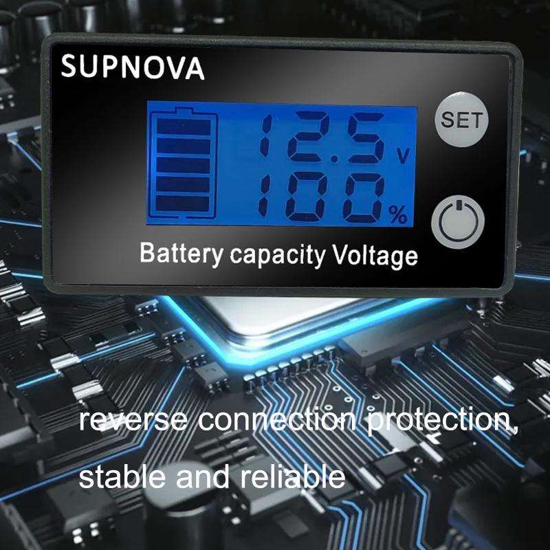 SUPNOVA LCD Two-wire Voltage and Electricity Meter DC Digital Display Voltmeter(Blue)