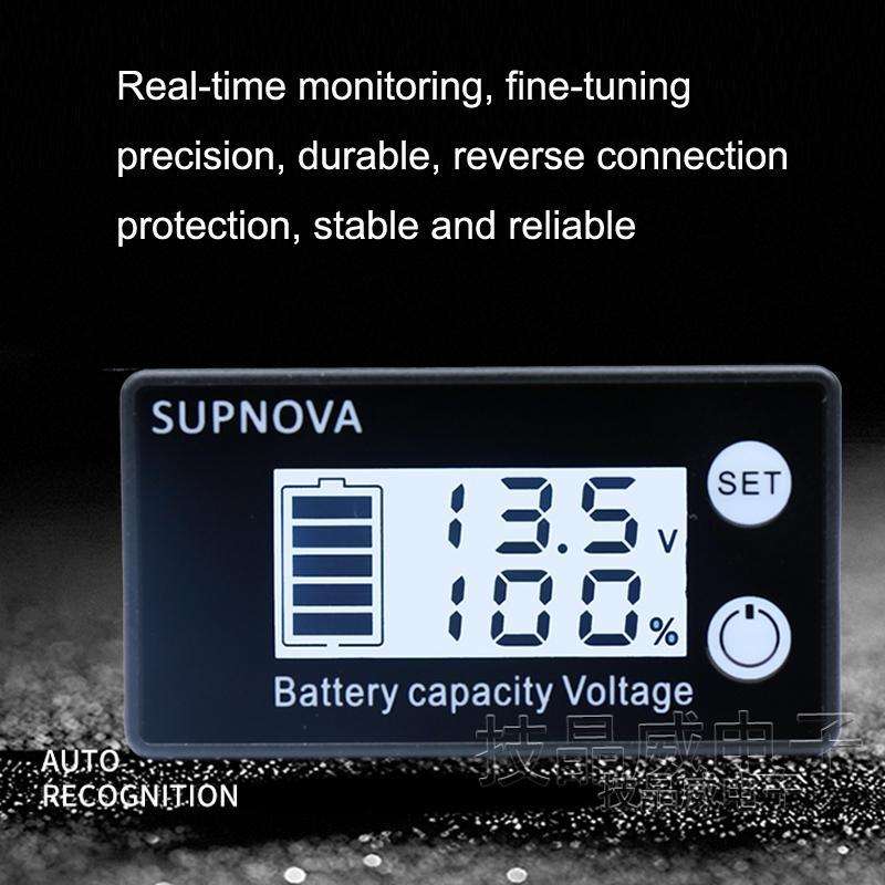 SUPNOVA LCD Two-wire Voltage and Electricity Meter DC Digital Display Voltmeter(Blue)