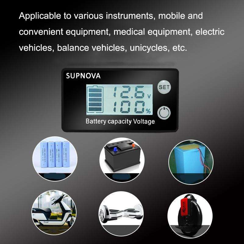 SUPNOVA LCD Two-wire Voltage and Electricity Meter DC Digital Display Voltmeter(Blue)