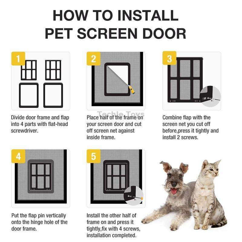 34cmx 44cm Pet Window Door Dog Cat Cave Anti-mosquito Pet Lattice Door(Black)