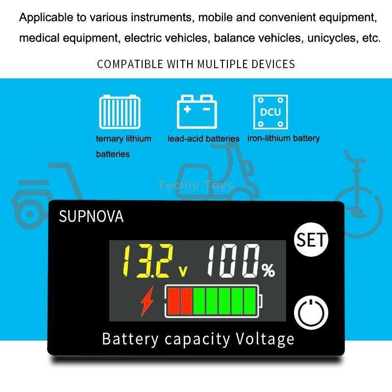 SUPNOVA LCD Color Screen DC Voltmeter Lithium Storage Battery Meter, Style: Ordinary Type