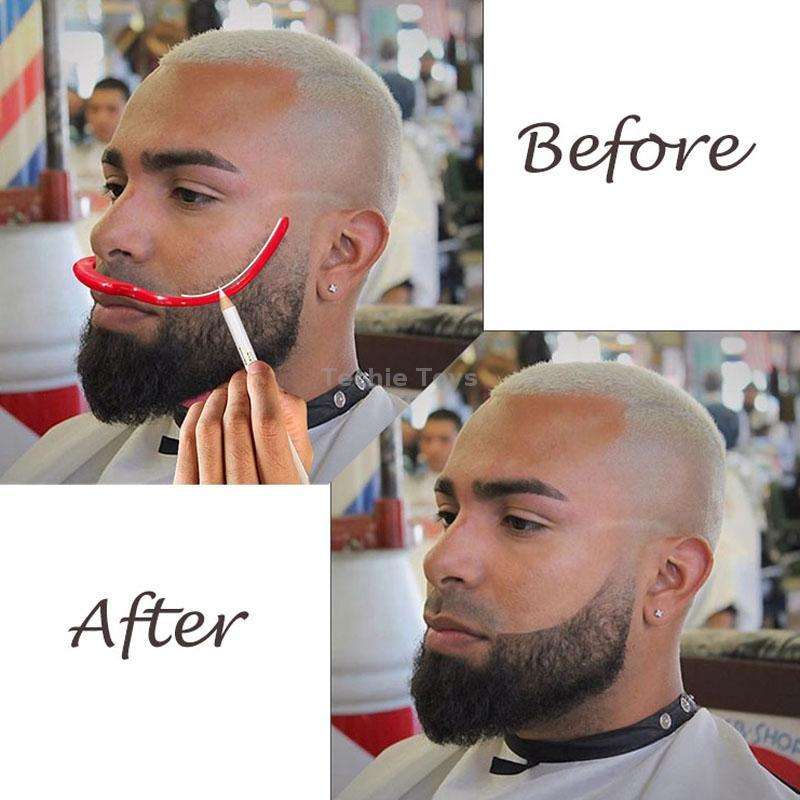 4 PCS Beard Styling Ruler Shaving Tools(Red)