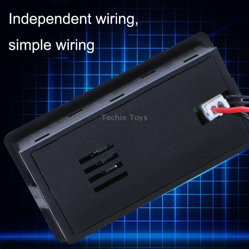 Two-Line Digital Display DC Voltmeter Lead-Acid Lithium Battery Charge Meter, Color: Green+Temperatu