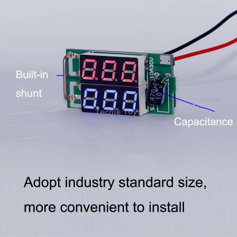 Dual-Display Voltage Current Meter Digital DC Voltage Meter, Specification: 50A (Red Blue)
