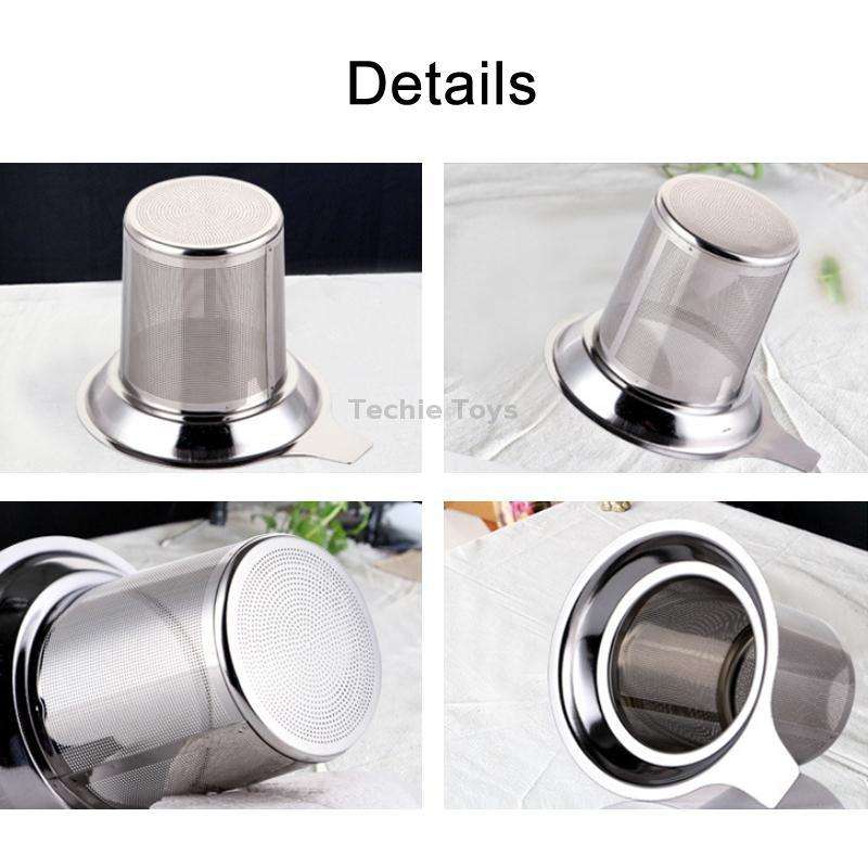 304 Stainless Steel Teapot Flat Bottom High Density Strainer With Handle(Silver)