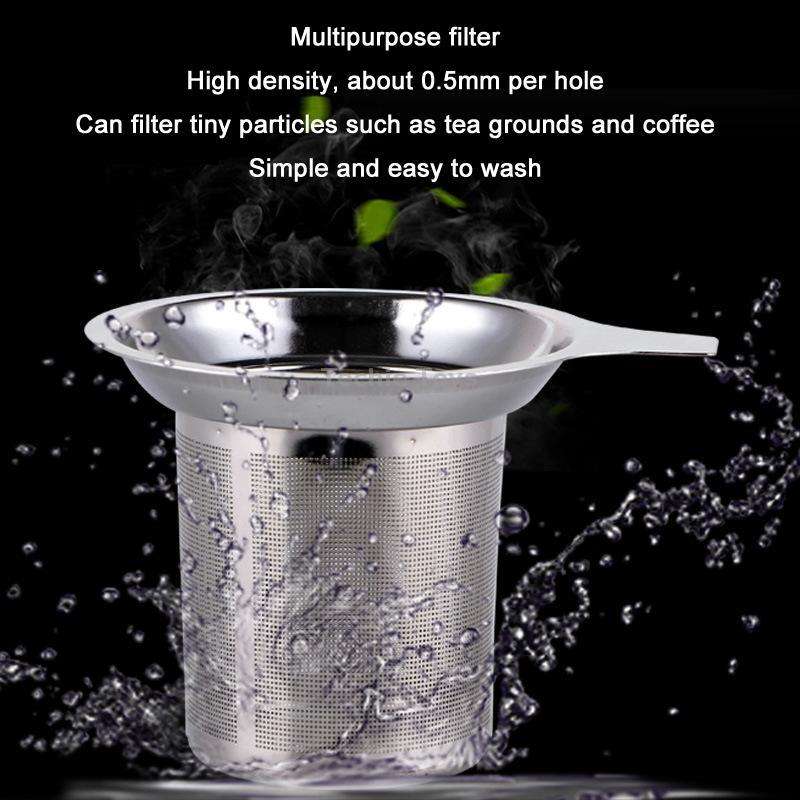 304 Stainless Steel Teapot Flat Bottom High Density Strainer With Handle(Silver)