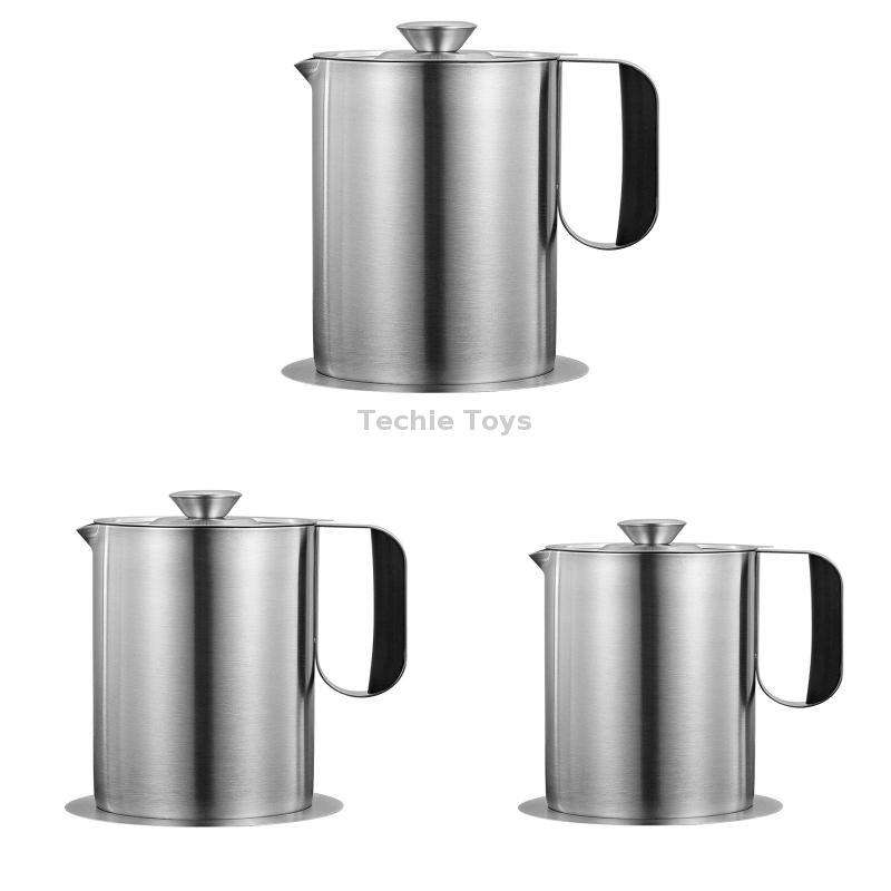 Household 304 Stainless Steel Large Capacity Oil Separator Pot, Capacity: Steel Color 2000ml