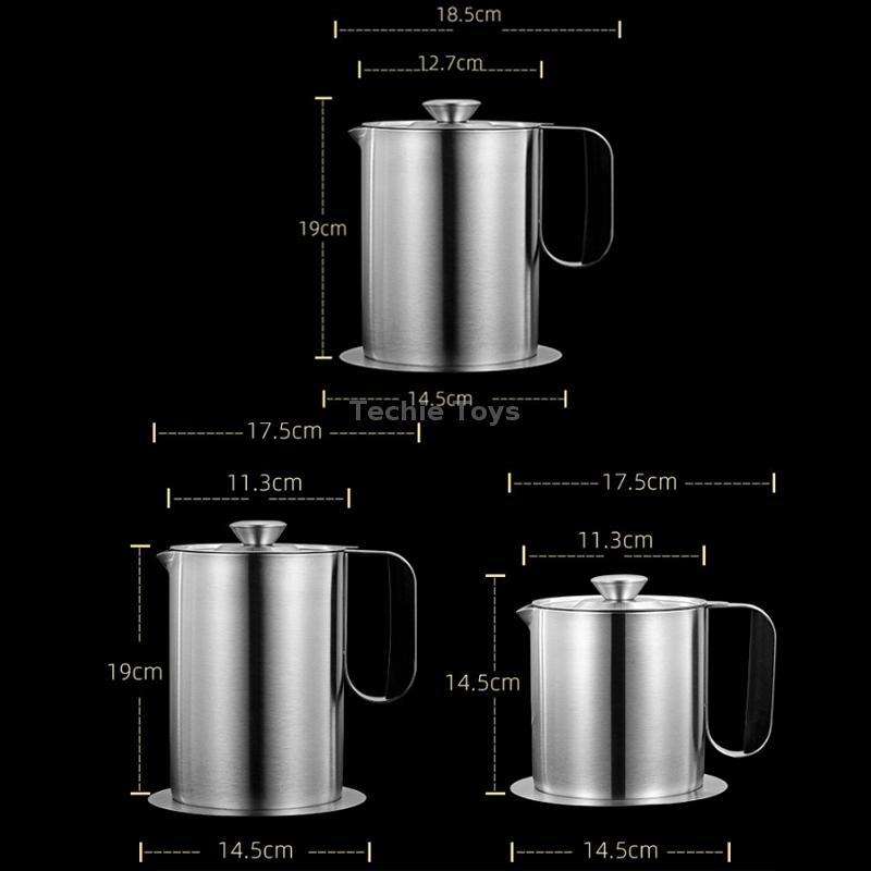 Household 304 Stainless Steel Large Capacity Oil Separator Pot, Capacity: Steel Color 2000ml