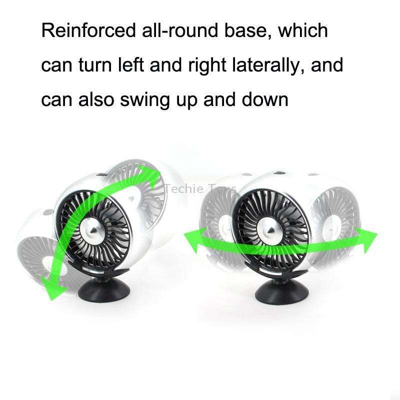 F102 Vehicle Dashboard Multi-function USB Colorful Lights Fan(Black)