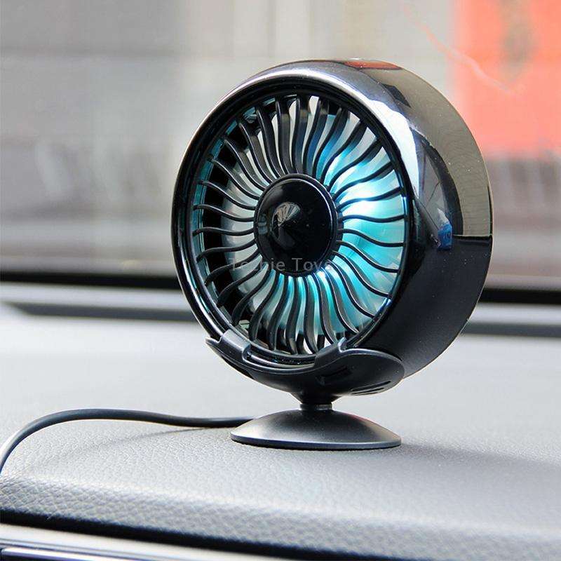 F102 Vehicle Dashboard Multi-function USB Colorful Lights Fan(Black)