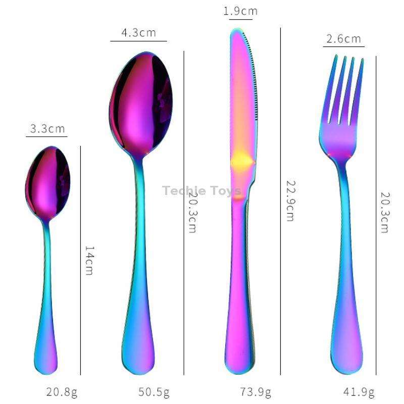 4PCS/Set Stainless Steel Western Steak Fork Spoon Knife Set, Color: Colorful