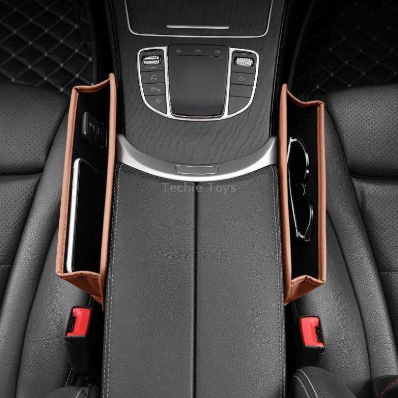 Car Seat Sewing Box Central Control Slot Storage Bag(Brown)
