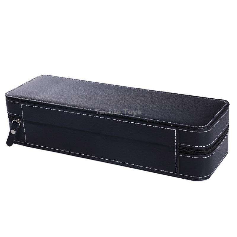 6 Bit Zipper Watch Box Storage Display Box PU Zipper Bag Watch Box(Black)