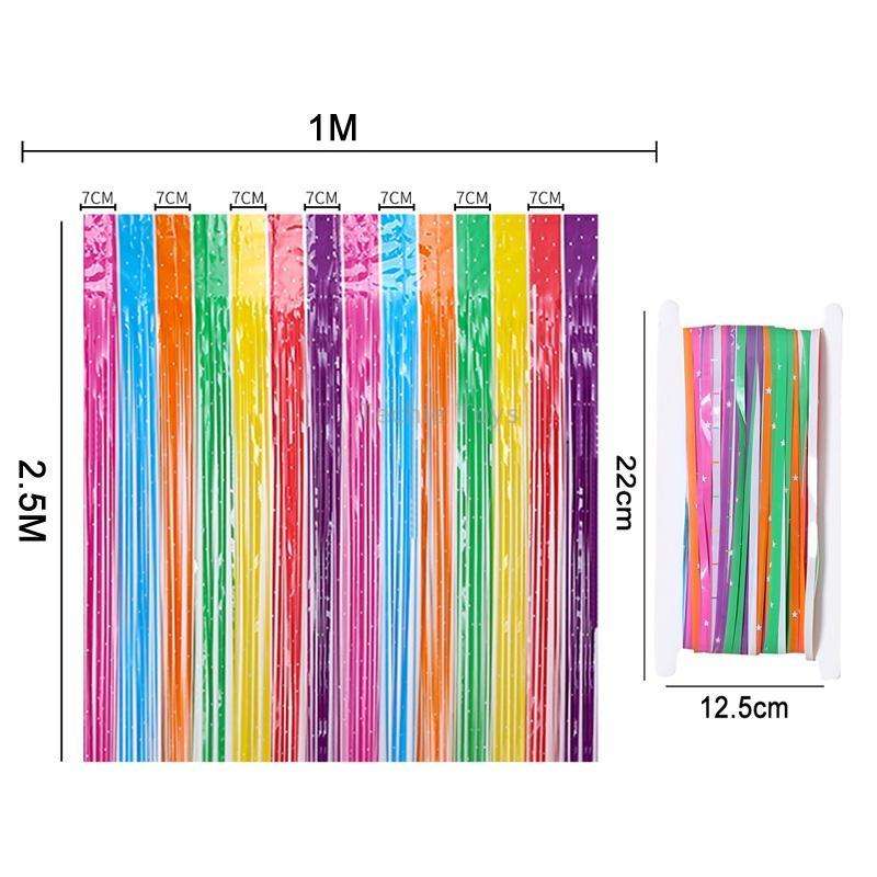 1x2.5M Splicing Color Rain Curtain Birthday Party Surprise Arrangement Props(Star)