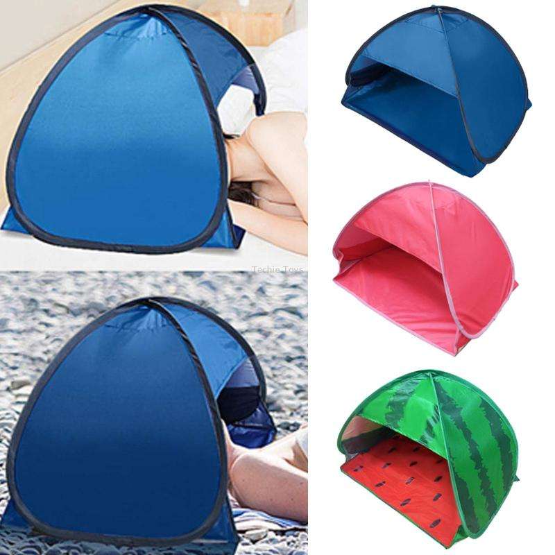 Indoor and Outdoor Automatic Quick Opening Sunshade Headrest Tent, Size: M 70x50x45cm(Watermelon)