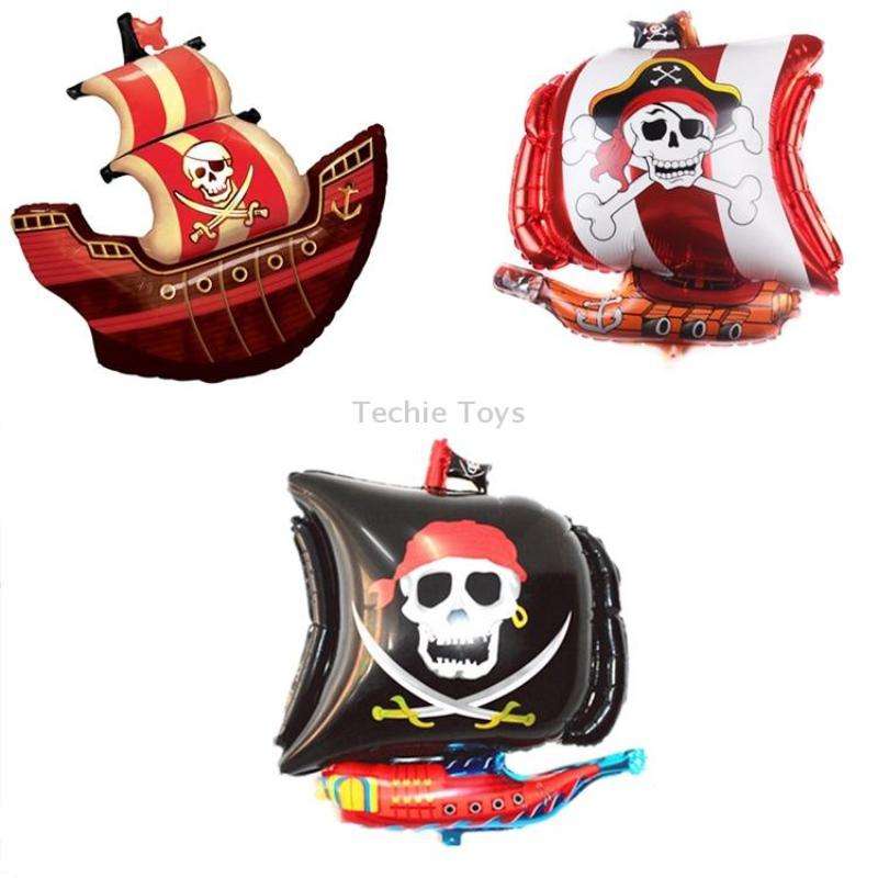 5PCS Pirate Ship Balloon Cartoon Halloween Aluminum Film Balloon(Red)