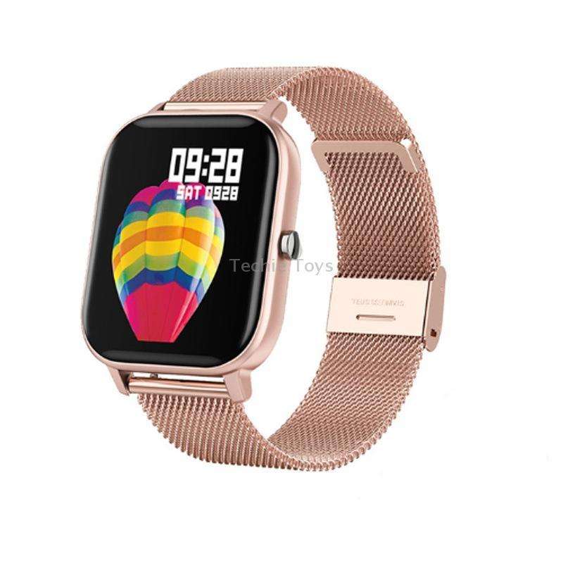 P8 1.4 Inch Heart Rate Blood Pressure Monitoring Smart Watch, Color: Gold Steel