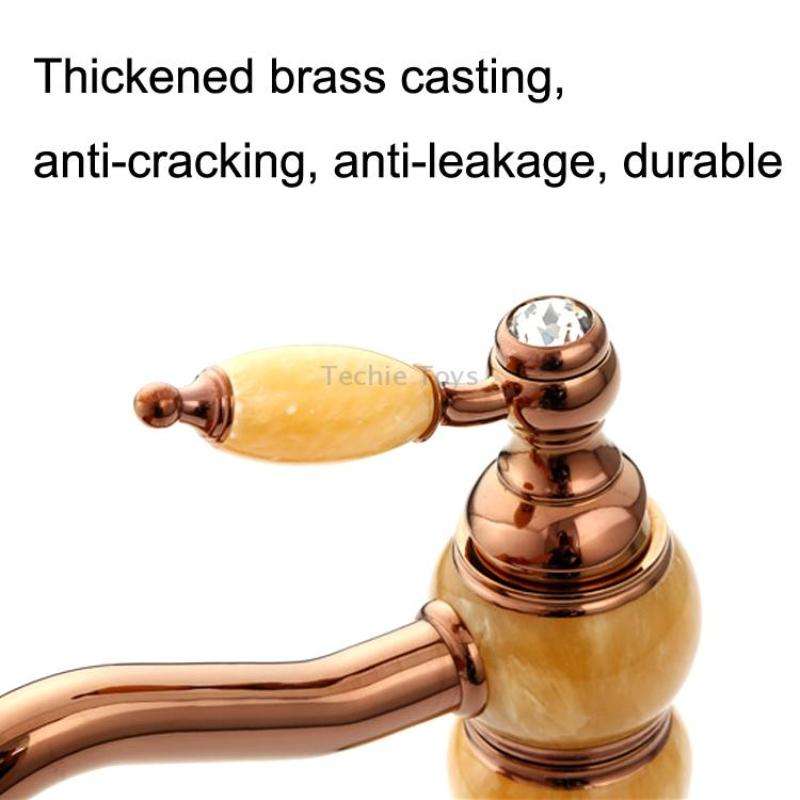 Gold-plated Copper 360-degree Rotating Basin Hot and Cold Water Faucet, Color: Sapphire Zirconium Ro