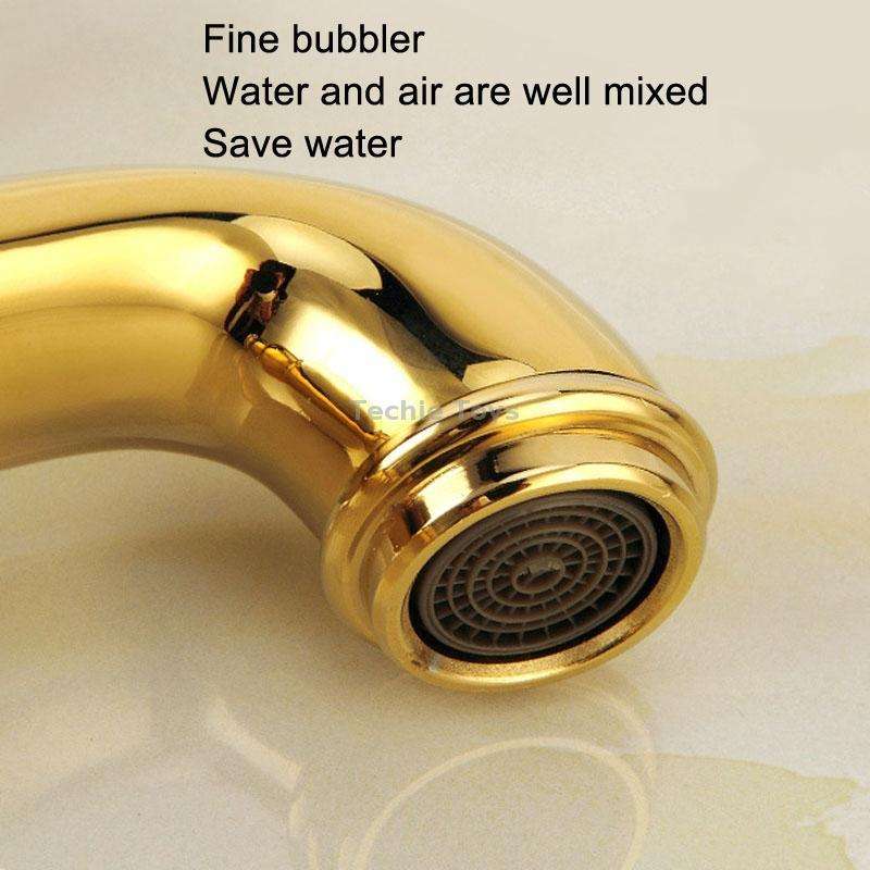 Antique Hot and Cold Bathroom Washbasin Faucet, Style: Short Model+Water Inlet Pipe