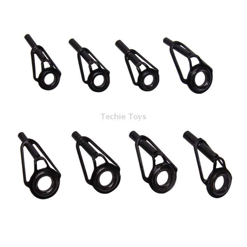 80 PCS / Box Top Ring Leading Eye Lure Rod Accessories, Style: Stainless Steel+Ceramic Ring(Black)