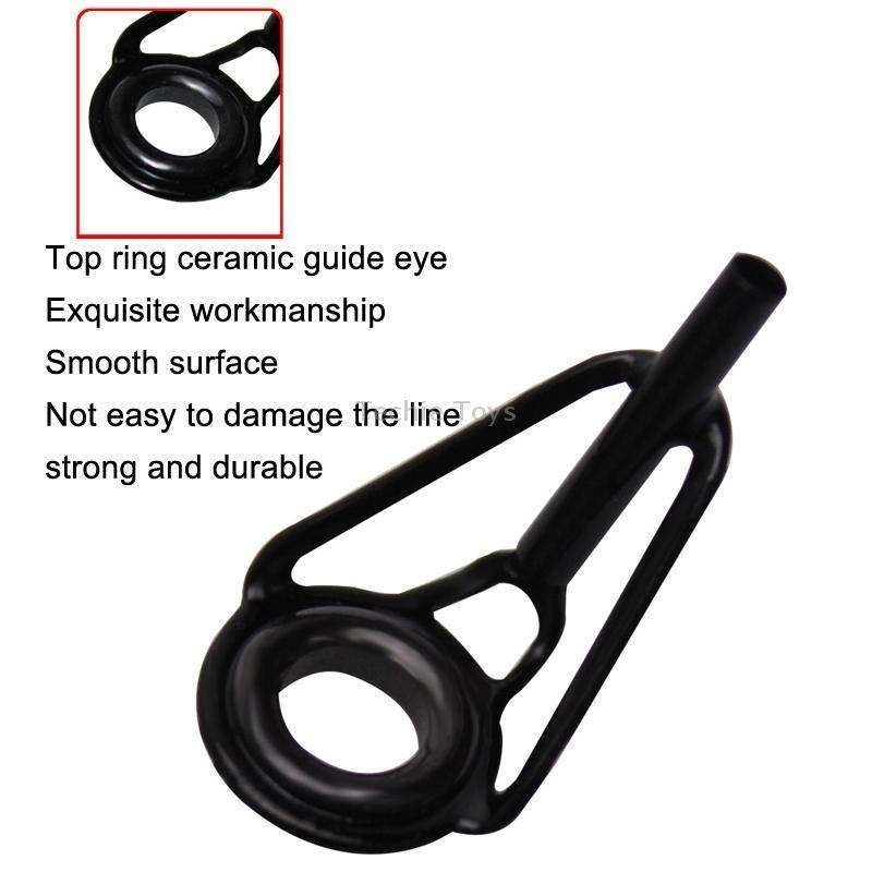 80 PCS / Box Top Ring Leading Eye Lure Rod Accessories, Style: Stainless Steel+Ceramic Ring(Black)