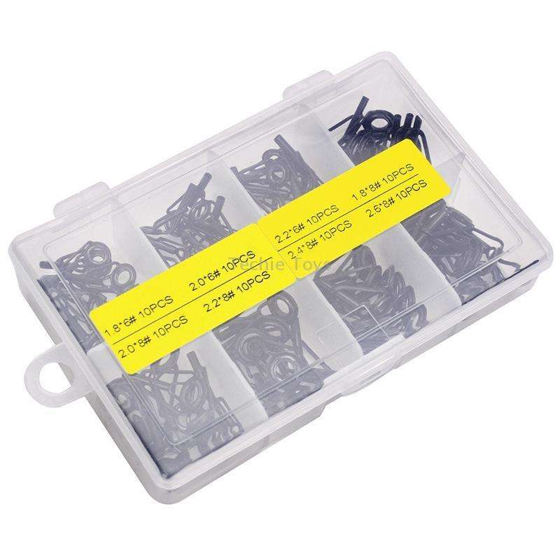 80 PCS / Box Top Ring Leading Eye Lure Rod Accessories, Style: Stainless Steel+Ceramic Ring(Black)