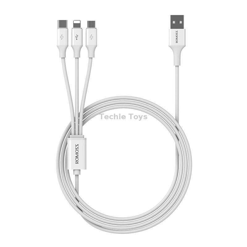 ROMOSS CB251V 3.5A USB To 8 Pin+Type-C+Micro USB 3 In 1 Charging Cable, Length: 0.6m