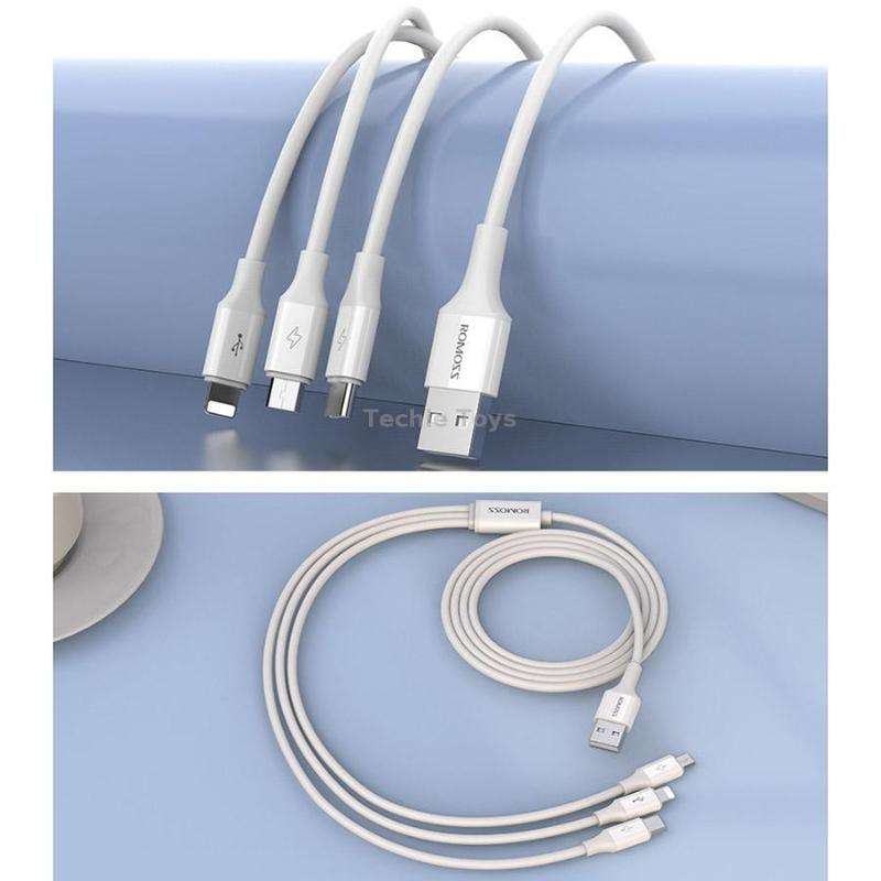 ROMOSS CB251V 3.5A USB To 8 Pin+Type-C+Micro USB 3 In 1 Charging Cable, Length: 0.6m