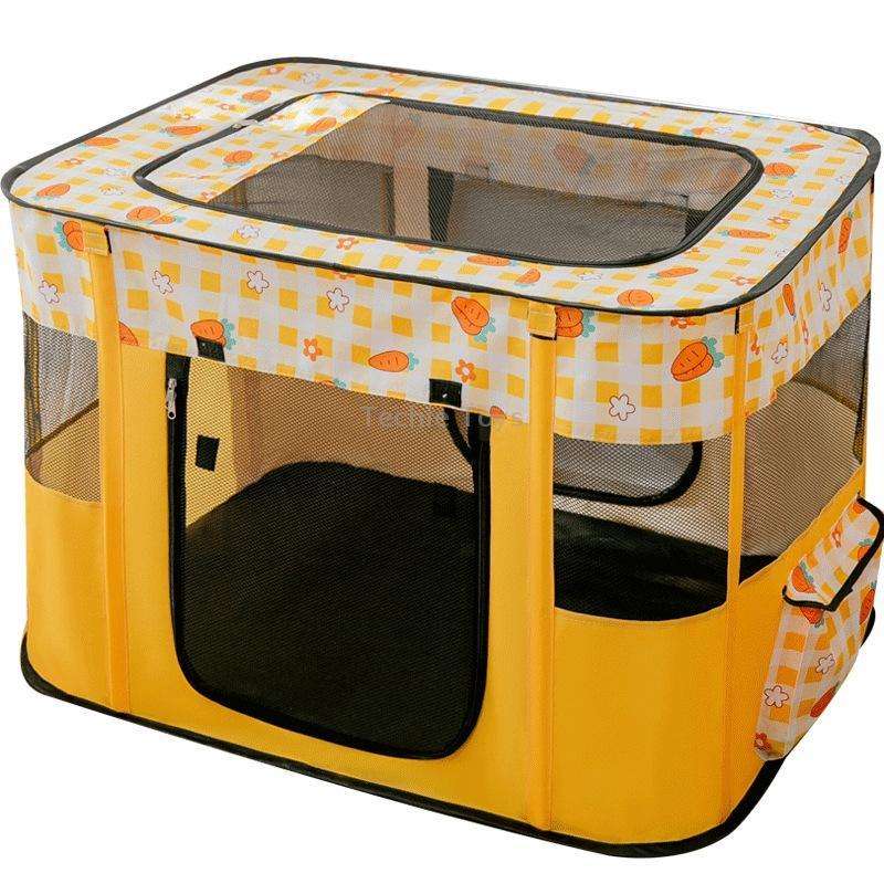 Rectangular Foldable Pet Fence Dog and Cat Litter Pet Delivery Room M(Yellow Carrot)